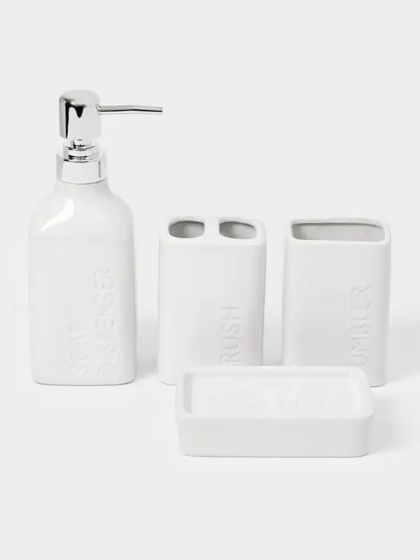Набор для ванной Набор для ванной "Кристаль", 4 предмета (дозатор для мыла, 2 стакана, мыльница)