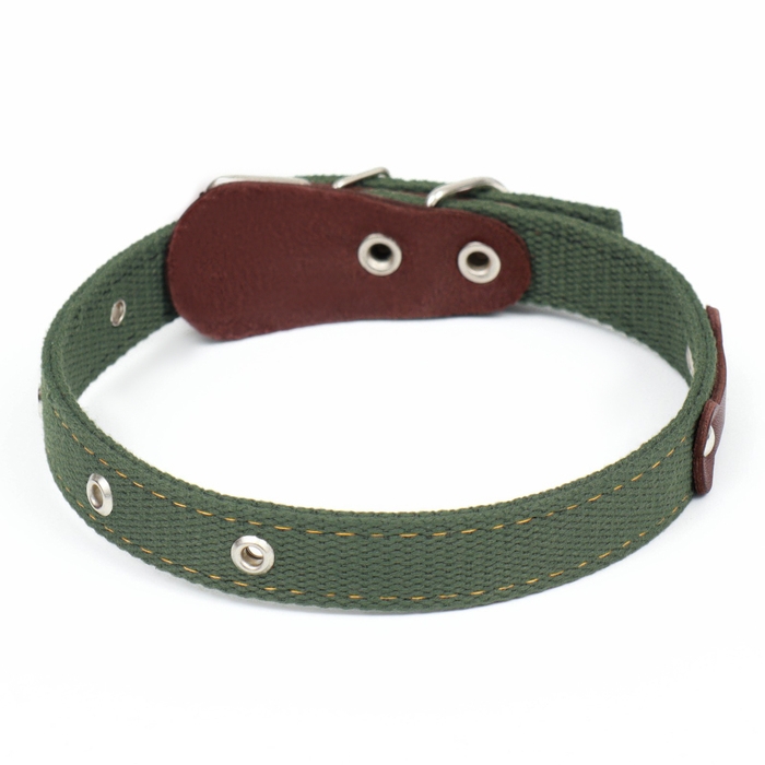Ошейник брезентовый двухслойный безразмерный,с языком и кожаной косточкой, 2,5х60 см, ОШ 30-55 см 90 Ошейник брезентовый двухслойный безразмерный,с языком и кожаной косточкой, 2,5х60 см, ОШ 30-55 см 90