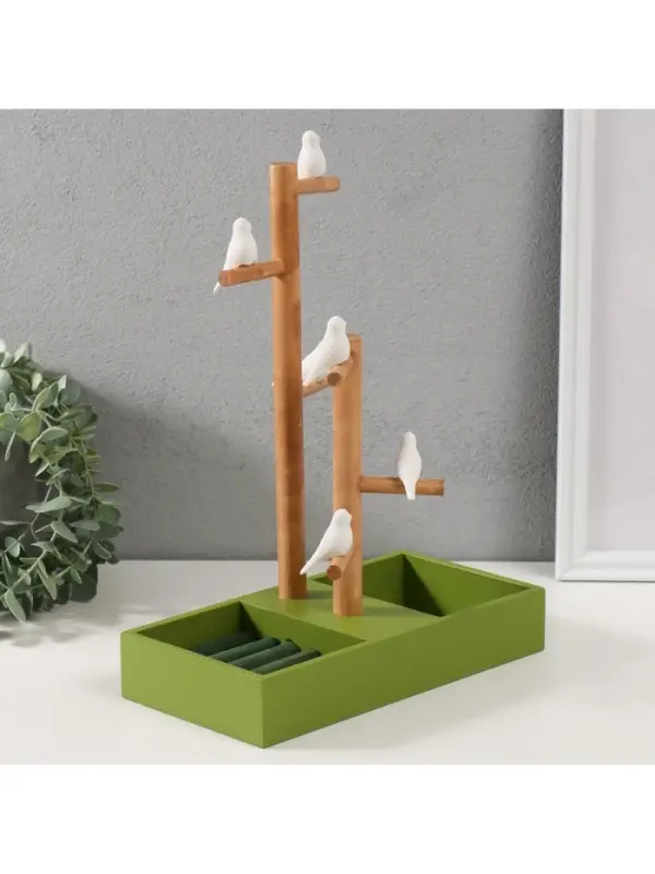 Подставка для украшений &laquo;Птички на дереве&raquo;, зелёный, 24&times;12&times;32 см
