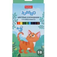 Карандаши 10цв, Hatber,, шестигр, толстые, с точил, коробка 82682