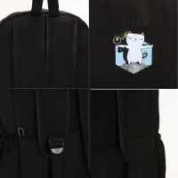 Рюкзак школьный на молнии, с карманами, с принтом, размер 30&times;12&times;43 см, чёрный