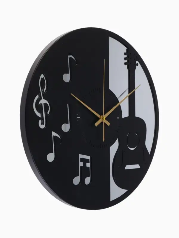 Часы настенные интерьерные &laquo;Гитара&raquo;, бесшумные, плавный ход, d=40 см, металл, зеркало