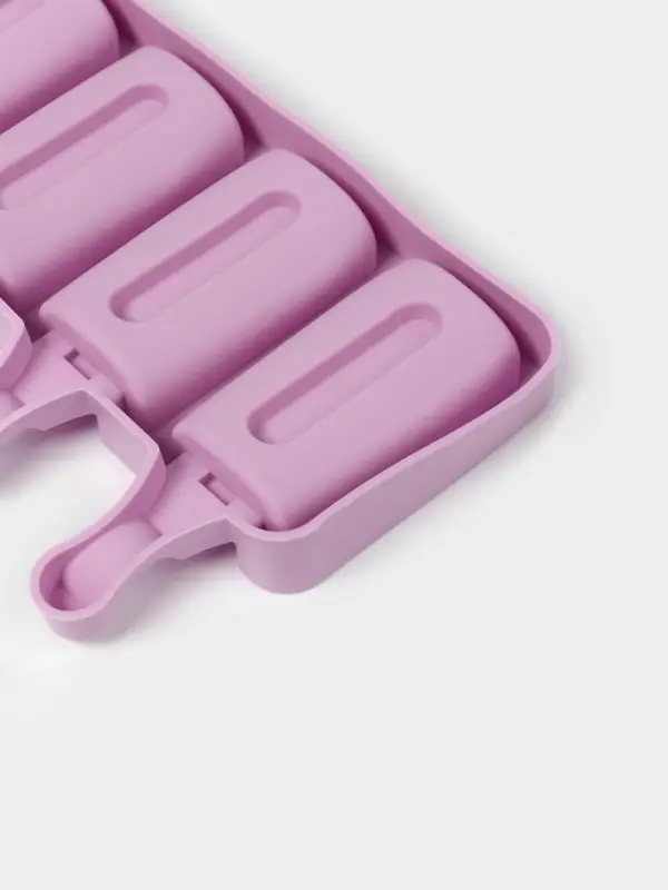 Форма для мороженого Доляна &laquo;Эскимо&raquo;, силикон, 19.5&times;11 см, 4 ячейки (6.8&times;3.5 см), белая