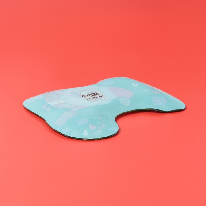 Блюдо сервировочное Доляна «Сапожок. Дед Мороз с подарками», 18×20 см, стекло