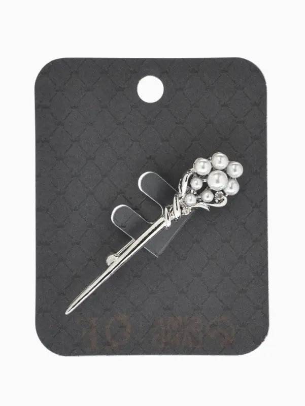 Брошь &laquo;Факел&raquo; жемчужный, цвет белый в серебре