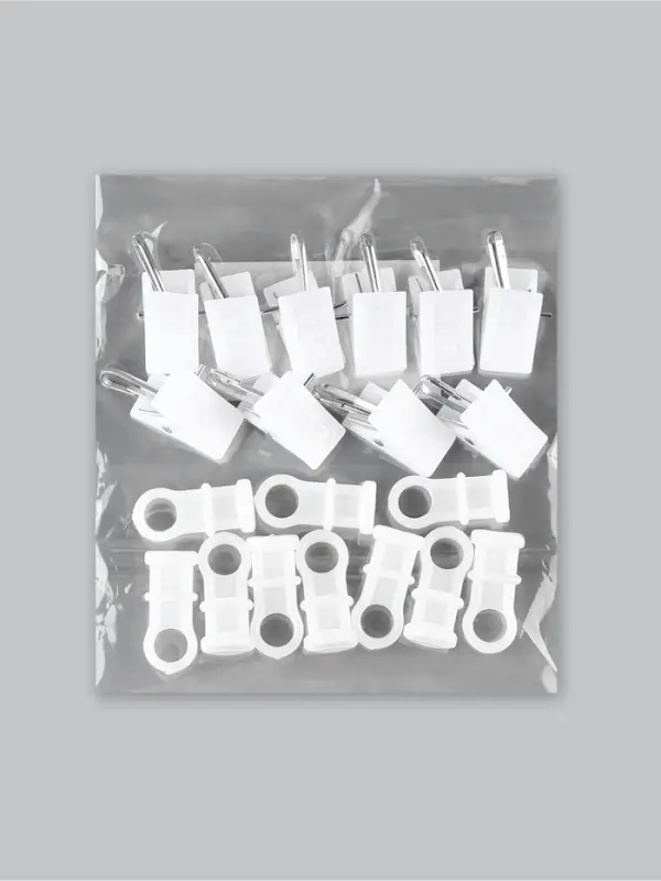 Набор для штор: бегунок 10 шт., зажимы 10 шт., белый