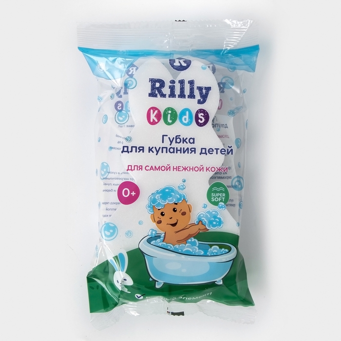 Губка для купания «Зверушки», 14×9×4 см, сверхмягкий поролон, белая