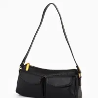 Сумка женская багет TEXTURA на молнии, 27&times;8&times;13 см, чёрная