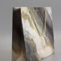 Пакет подарочный "Мрамор" , с бантиком , 35 х 30 х 10 см