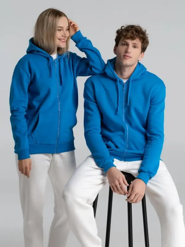 Толстовка на молнии с капюшоном Siverga Heavy 2.0, бирюзовая, размер XS