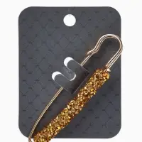 Булавка &laquo;Вечеринка&raquo;, стразы, 7 см, цвет золото