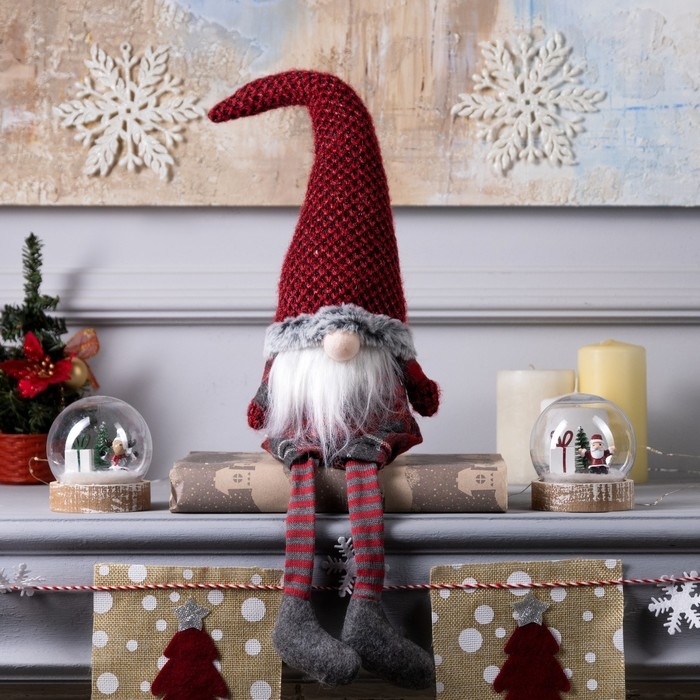 Светодиодная фигура «Гном в красном колпаке» 13 × 58 × 8 см, текстиль, батарейки AG10х3 (в комплекте), свечение тёплое белое Светодиодная фигура «Гном в красном колпаке» 13 × 58 × 8 см, текстиль, батарейки AG10х3 (в комплекте), свечение тёплое белое