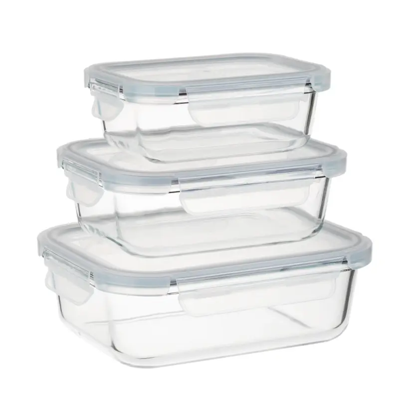 VETTA Набор контейнеров для продуктов на защелках 3пр, 370мл, 600мл, 1000мл, жаропрочное стекло