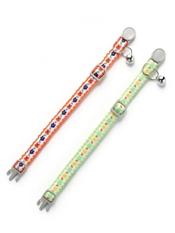 Набор ошейников для кошек &laquo;По-полюшку&raquo;, 30&times;1 см, розовый, зелёный