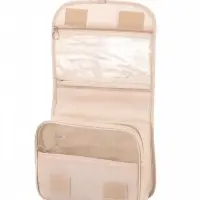 Косметичка дорожная на молнии, с крючком, с ручкой, 24.5&times;9.5&times;18.5 см, бежевая