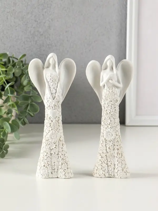 Сувенир полистоун Сувенир полистоун "Безликий ангел в цветочном белом платье с сердцем" МИКС 20 см