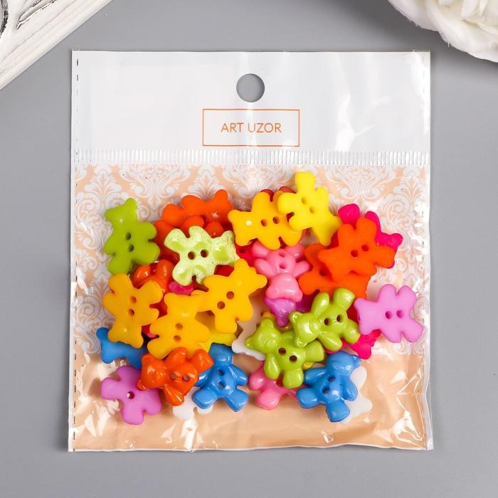 Пуговицы пластик для творчества 2 прокола Пуговицы пластик для творчества 2 прокола "Мишки" набор 36 шт 1,6х1,9 см