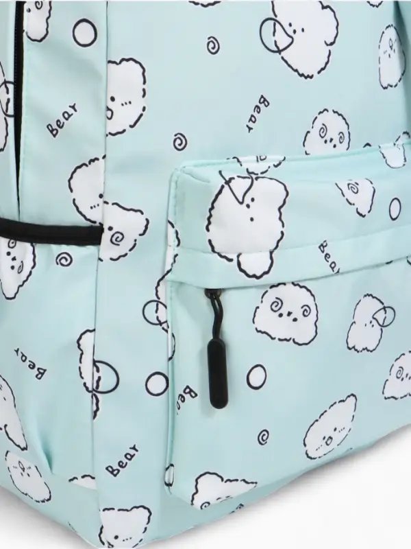 Рюкзак школьный &laquo;Мишки&raquo;, с пеналом, 3 кармана, 28&times;12&times;43 см, бирюзовый