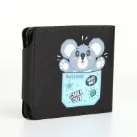 Кошелёк детский &laquo;Коала&raquo;, маленький, на кнопке, чёрный