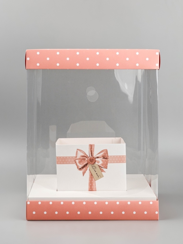 Коробка для цветов с вазой и PVC окнами складная «Для тебя», 23 х 30 х 23 см