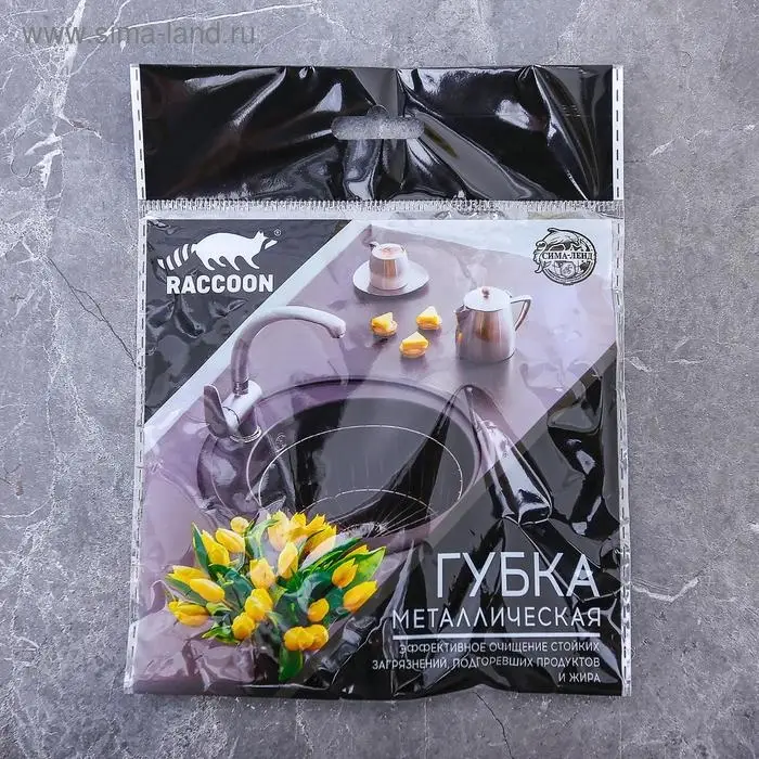 Губка для посуды металлическая Raccoon, спираль оцинкованная, 30 гр Губка для посуды металлическая Raccoon, спираль оцинкованная, 30 гр