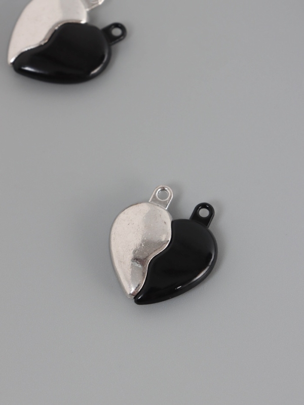 Замок магнитный металл Замок магнитный металл "Вторая половинка, сердце" набор 2 шт чёрно-серебряный 2,6х2,2 см