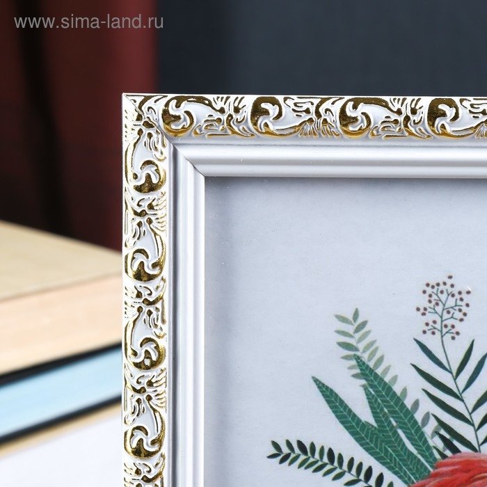 Фоторамка пластик 15х20 см Фоторамка пластик 15х20 см "Валентайн" белая с золотым рисунком 23х18 см