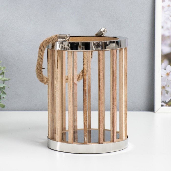 Подсвечник дерево "Цилиндр - рейка" набор 2 шт 15х15х21, 11,5х11,5х16 см