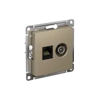 Розетка ATLASDESIGN двойная компьютерная+ТВ RJ45+TV категория 5E механизм шампань
