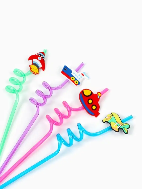 Трубочки для коктейля &laquo;Транспорт&raquo;, набор 4 шт., МИКС