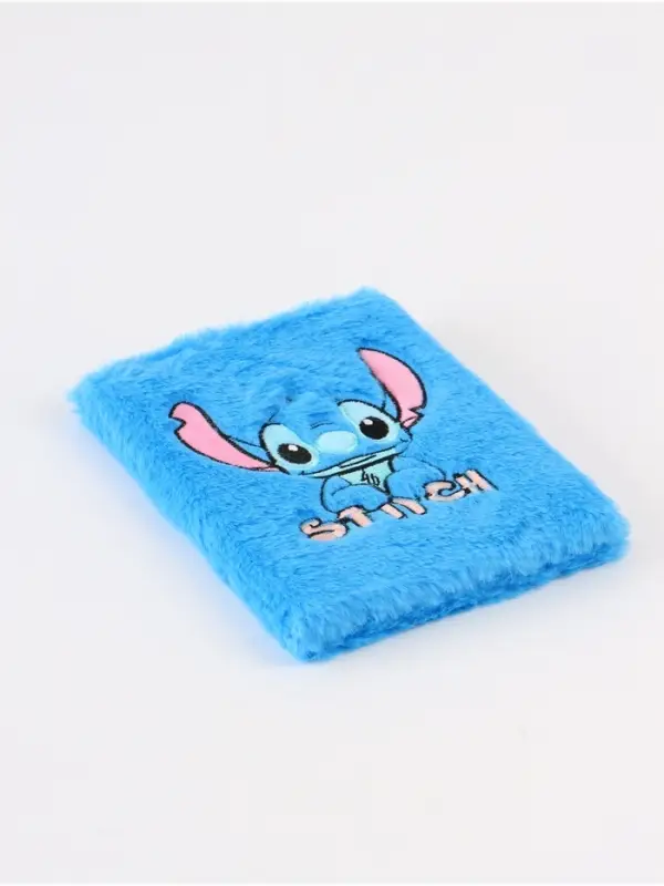 Пушистый блокнот и ручка многоцветная Стич, голубой Пушистый блокнот и ручка многоцветная Стич, голубой