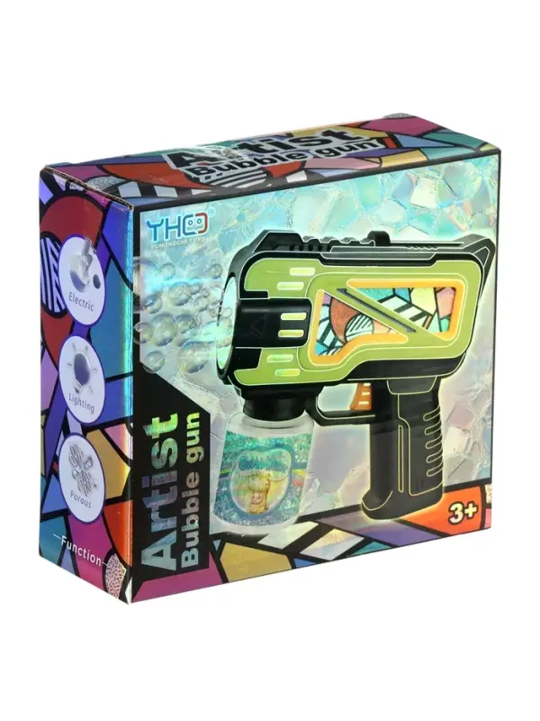 Генератор мыльных пузырей "Пистолет", цвет зелёный, работает от батареек