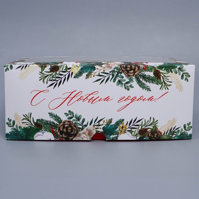 Коробка складная на 6 капкейков с окном «Веточки», 25 х 17 х 10 см, Новый год Коробка складная на 6 капкейков с окном «Веточки», 25 х 17 х 10 см, Новый год