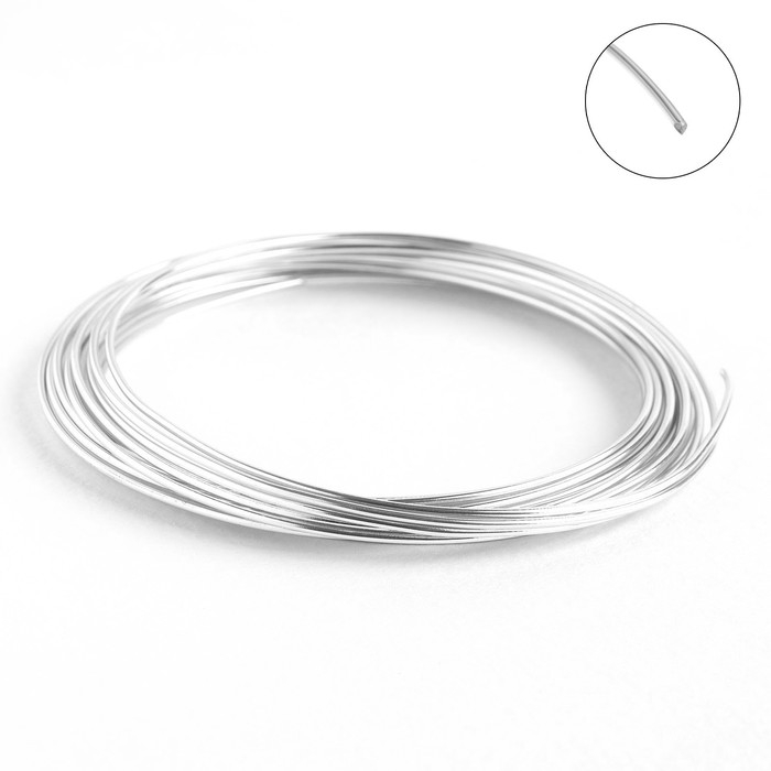 Проволока для плетения d=1,5 мм, намотка 5 м, цвет серебро Проволока для плетения d=1,5 мм, намотка 5 м, цвет серебро