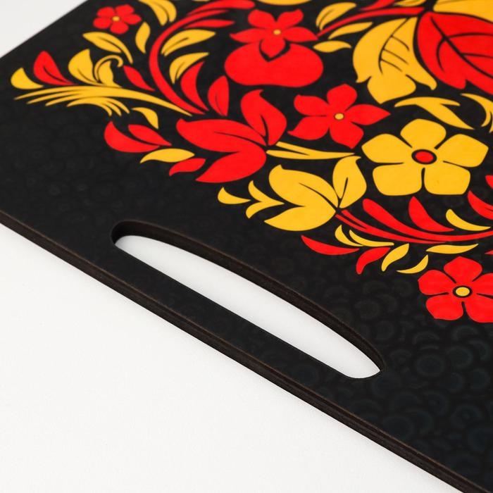 Доска разделочная и сервировочная -поднос  Доска разделочная и сервировочная -поднос "Хохлома 2" 36х28 см