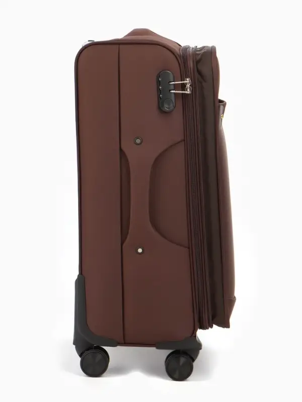 Чемодан на колёсах TEXTURA, кодовый замок, с увеличением, 42&times;26&times;68 см, 24", коричневый