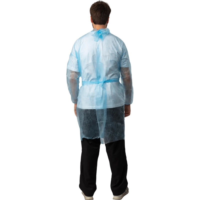 Халат н/с процед, рук.рез, на кнопках, XL, дл.110см, пл 17, голуб, 10шт/уп