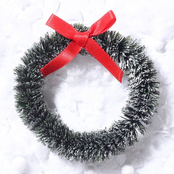 Декор «Новогодний венок с бантиком», набор 3 шт., размер 1 шт. — 6,5 см, цвет тёмно-зелёный Декор «Новогодний венок с бантиком», набор 3 шт., размер 1 шт. — 6,5 см, цвет тёмно-зелёный