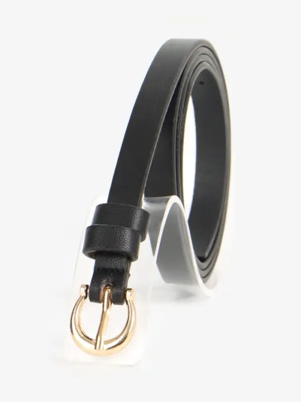 Ремень женский тонкий, 110&times;1.3 см, пряжка металл золотистая, полукруглая, чёрный