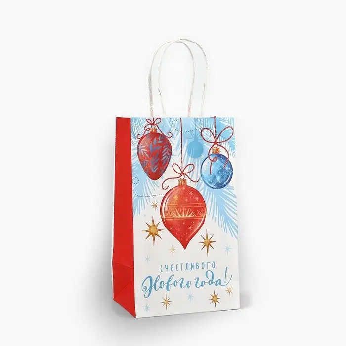 Пакет подарочный новогодний крафтовый «Счастливого нового года», 12 х 9 х 21 см Пакет подарочный новогодний крафтовый «Счастливого нового года», 12 х 9 х 21 см