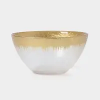 Салатник &laquo;Бурлеск&raquo;, 600 мл, d=15 см, стекло, прозрачный, золотистый