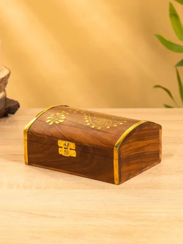 Шкатулка  Шкатулка "Глу" 18х12,8х8 см, дерево шишам, латунь