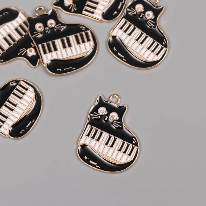 Декор для творчества металл, эмаль Декор для творчества металл, эмаль "Котик с синтезатором" 2,3х2,2 см