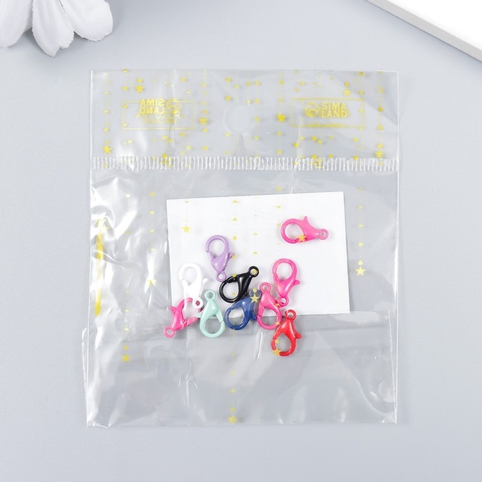 Основа для брелока карабин металл Основа для брелока карабин металл "Клик" МИКС набор 10шт 0,9х1,4 см