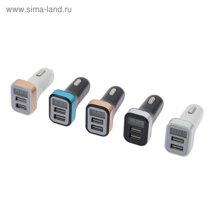 Автомобильный вольтметр, зарядное устройство Cartage 12-24 В, 2 USB 2А, микс Автомобильный вольтметр, зарядное устройство Cartage 12-24 В, 2 USB 2А, микс