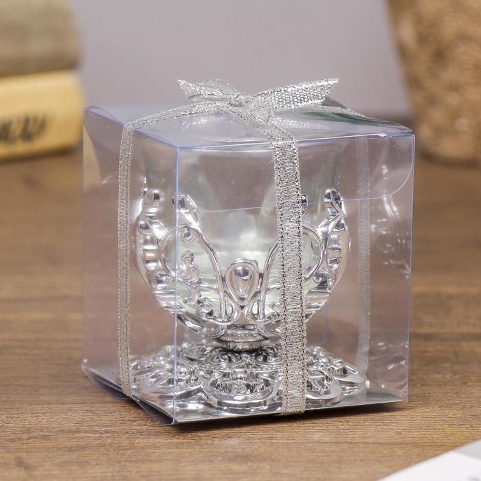 Подсвечник стекло 1 свеча Подсвечник стекло 1 свеча "Узор", цвет серебристый