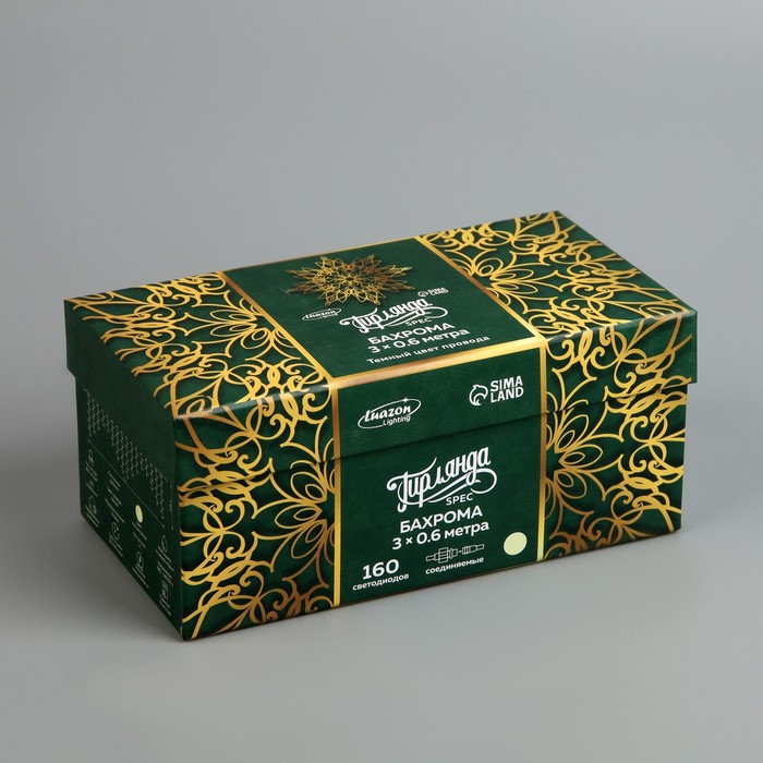 Гирлянда «Бахрома» 3 × 0.6 м, IP44, УМС, тёмная нить, 160 LED, свечение тёплое белое, 220 В Гирлянда «Бахрома» 3 × 0.6 м, IP44, УМС, тёмная нить, 160 LED, свечение тёплое белое, 220 В