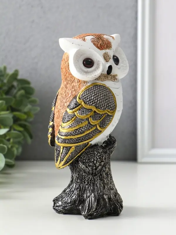 Фигурка полистоун &laquo;Мудрая сова Мадлен&raquo;, белая с золотом, 15&times;7.5&times;8 см