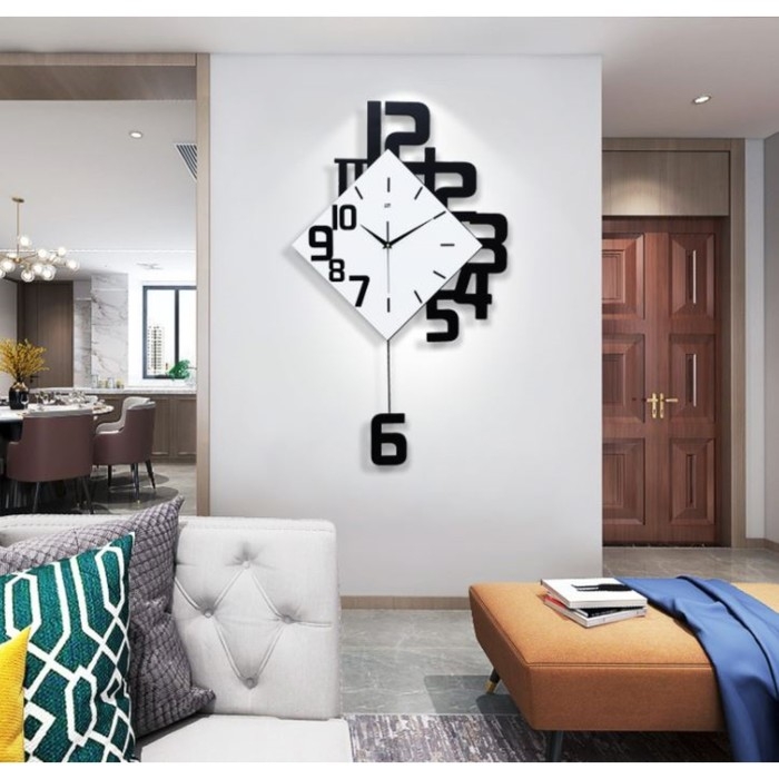 Часы настенные интерьерные, с мятником Часы настенные интерьерные, с мятником "Ассиметрия", бесшумные, 34 х 64 см