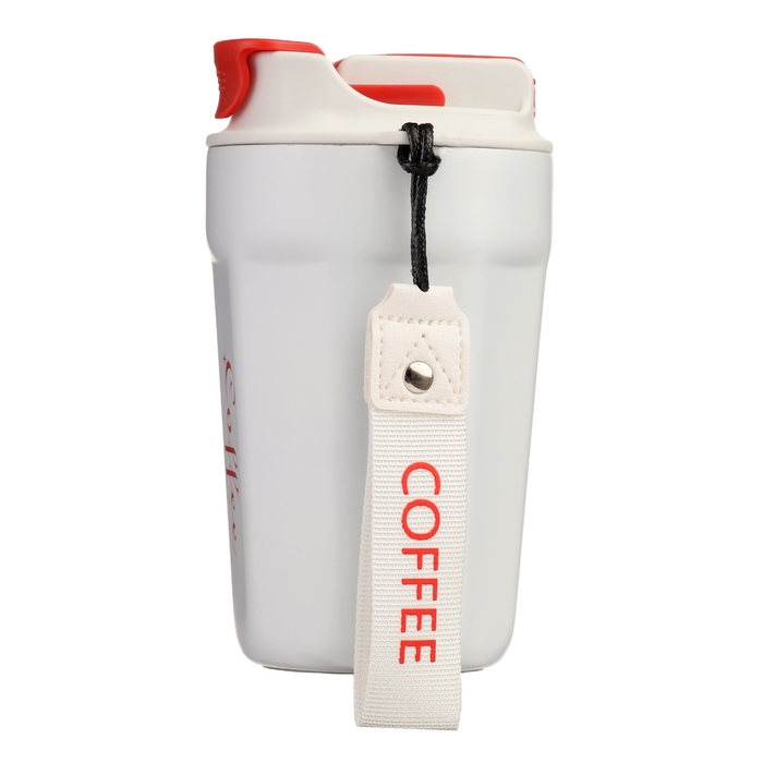 Термокружка, 380 мл, Coffee Термокружка, 380 мл, Coffee "Мастер К", сохраняет тепло до 6 ч, белая